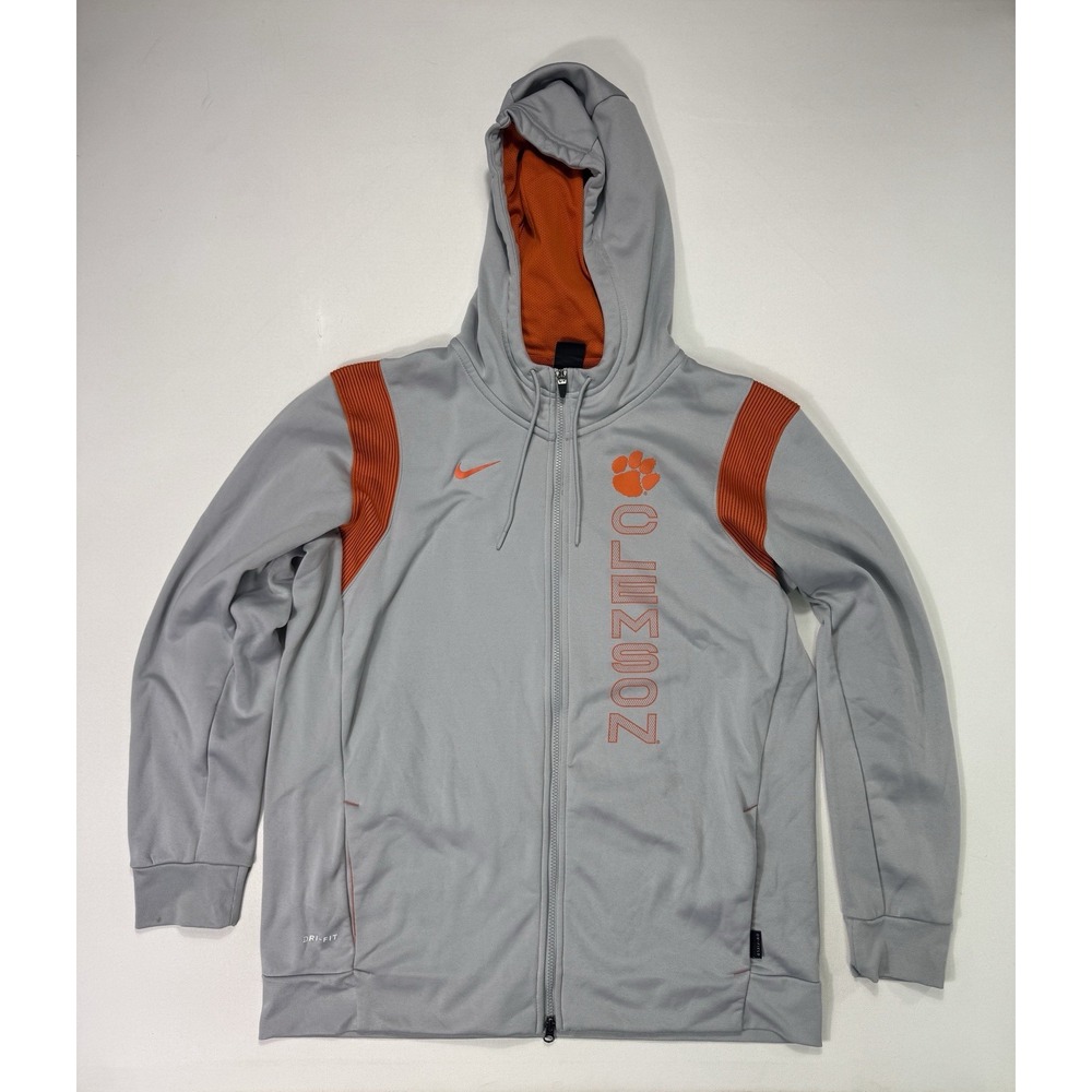 Nike Clemson Tigers Dri-Fit On Field Full Zip Hoodie Mens XL CW5095-007 Gray